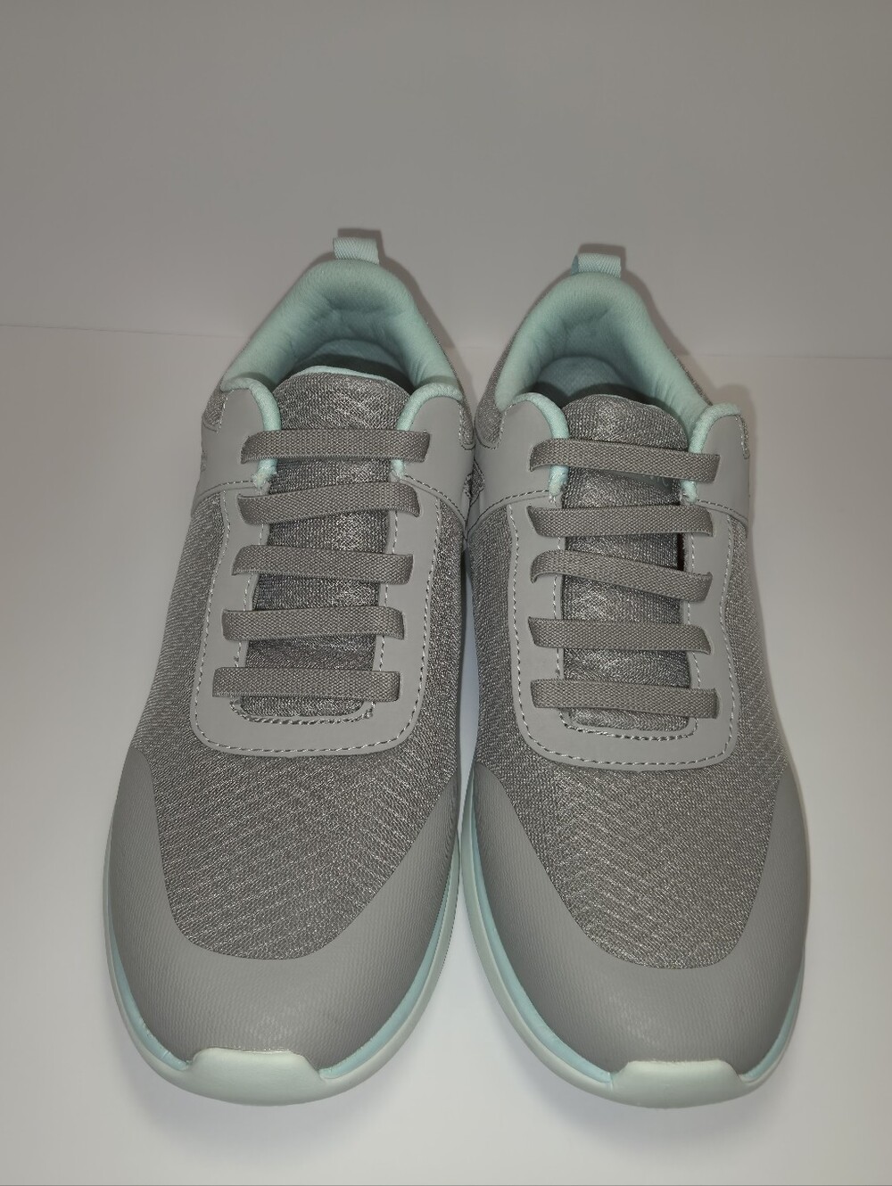 Vionic Krishna Women's Gray Sneakers with Mint and White Accents, Size 9